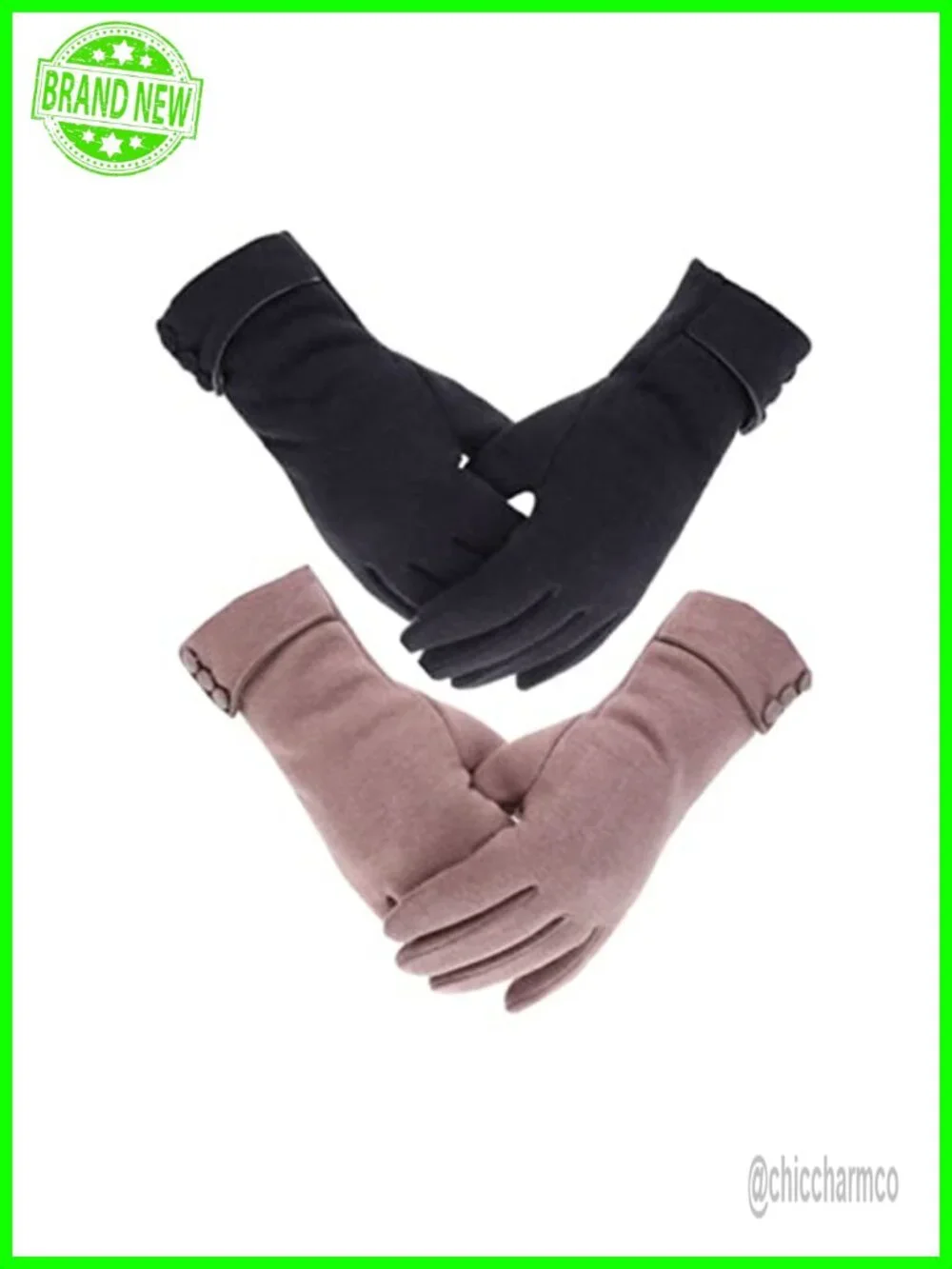 Touch Screen Fleece Winter Gloves with Button Decoration